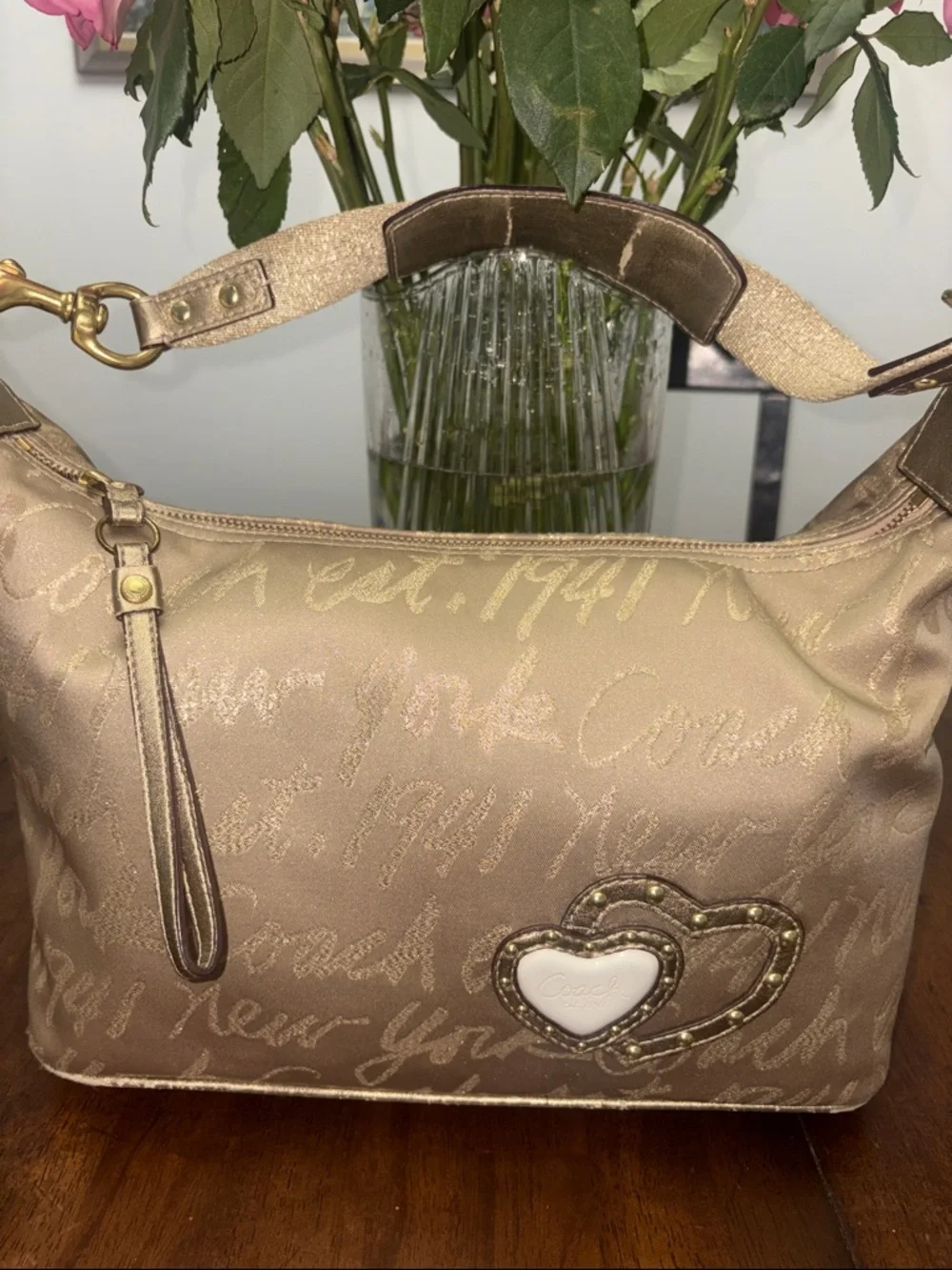 Coach Poppy Lurex Hobo Signature Script in GUC. - Picture 3 of 11